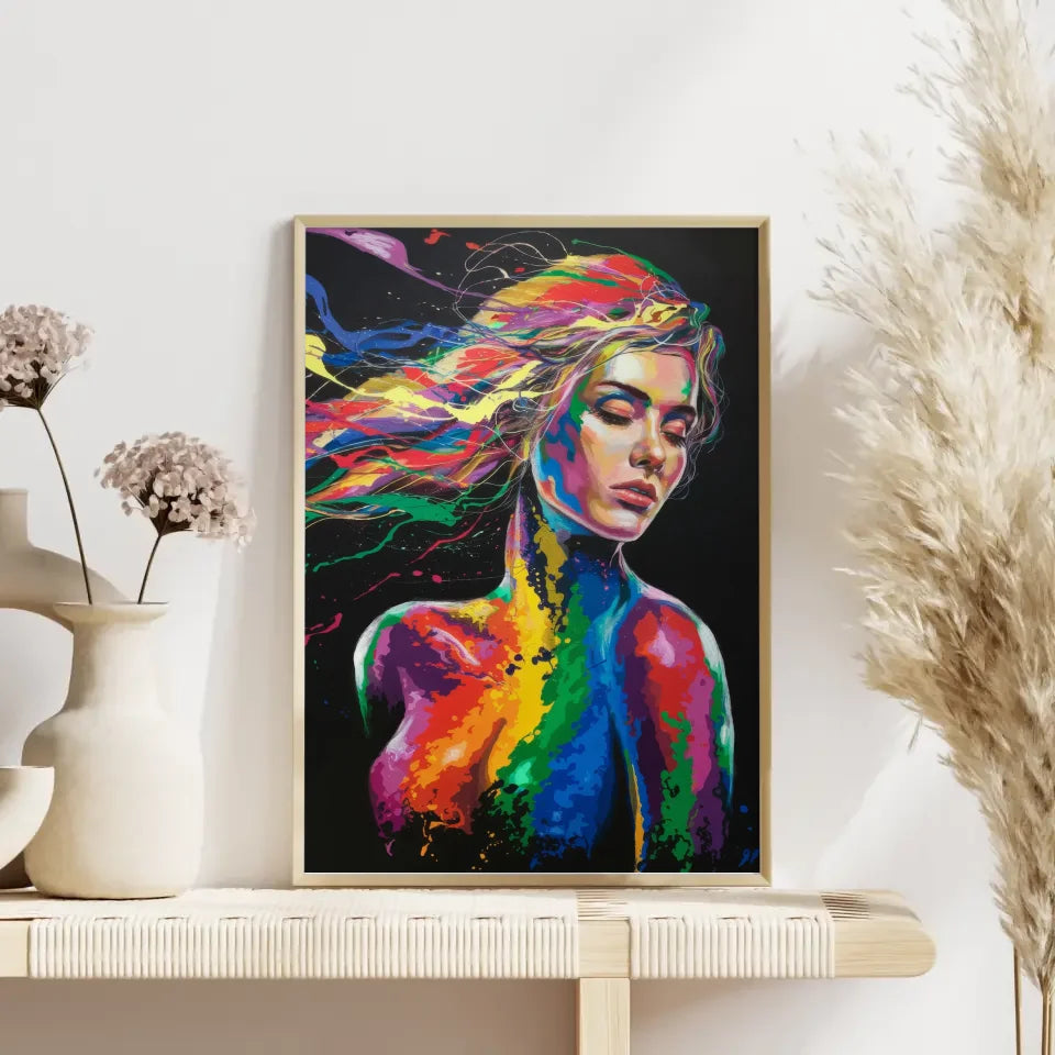 Fantasy Poster mit lebendiger Frauenporträt Kunst 4