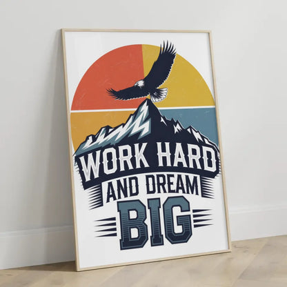 Poster mit Berg und Adler Dream Big Motiv