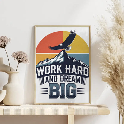 Poster mit Berg und Adler Dream Big Motiv