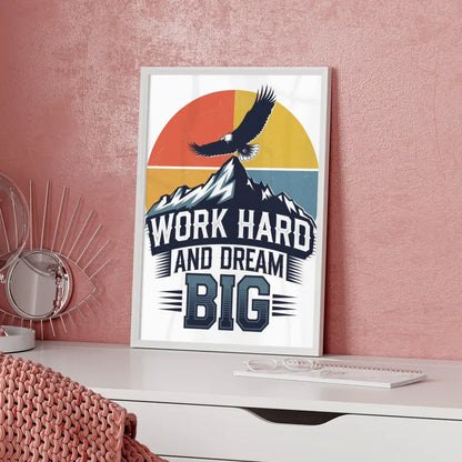 Poster mit Berg und Adler Dream Big Motiv