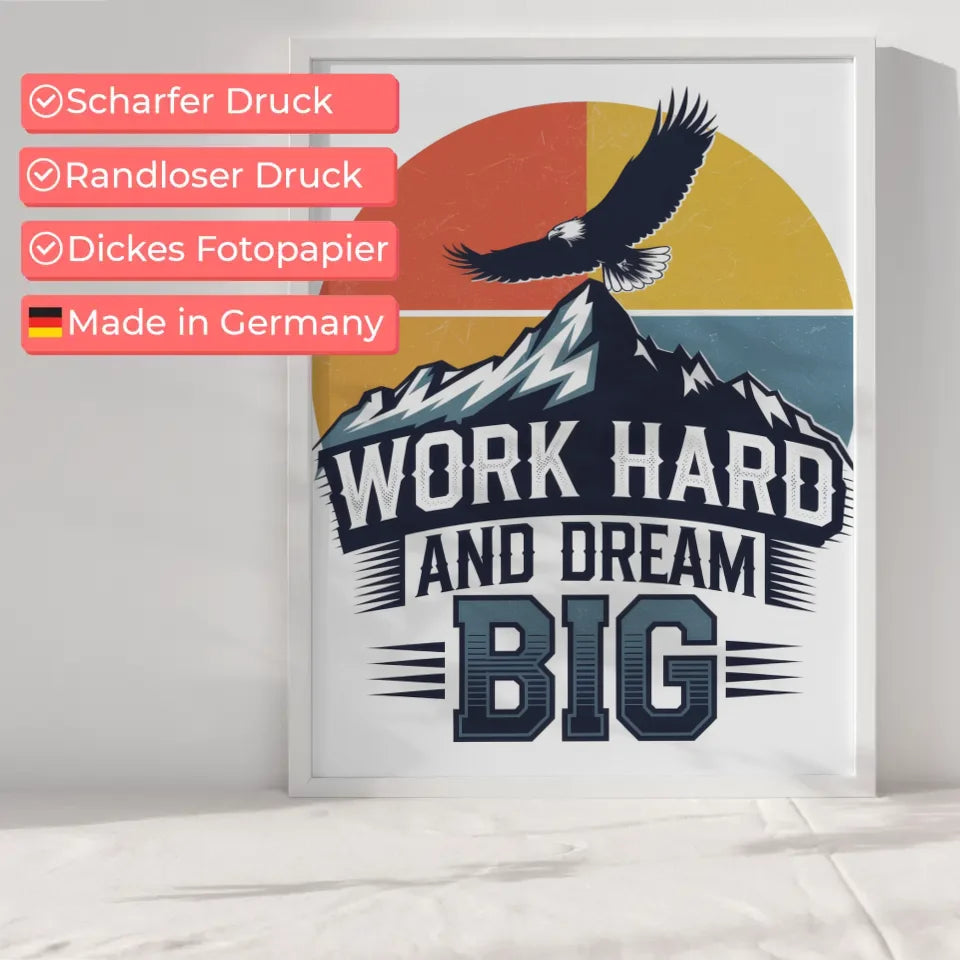 Poster mit Berg und Adler Dream Big Motiv