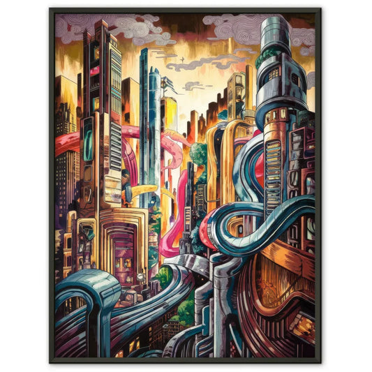 Futuristische Stadtlandschaft Poster im Ukiyo-e Stil gestalten 1