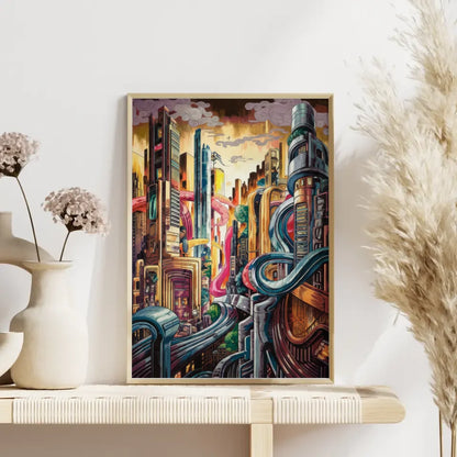 Futuristische Stadtlandschaft Poster im Ukiyo-e Stil gestalten 4