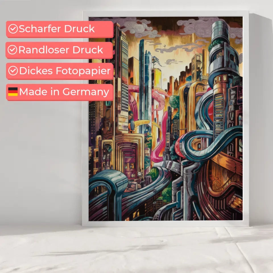 Futuristische Stadtlandschaft Poster im Ukiyo-e Stil gestalten 6