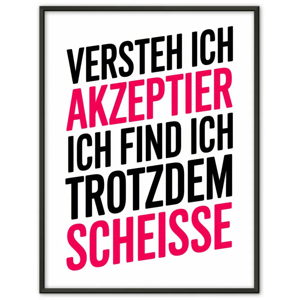 Poster mit Spruch in Schwarz und Rosa auf Weiß 1