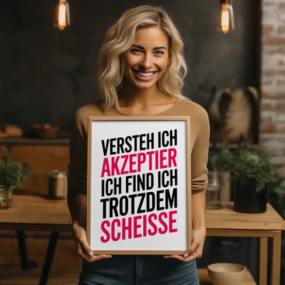 Poster mit Spruch in Schwarz und Rosa auf Weiß 2