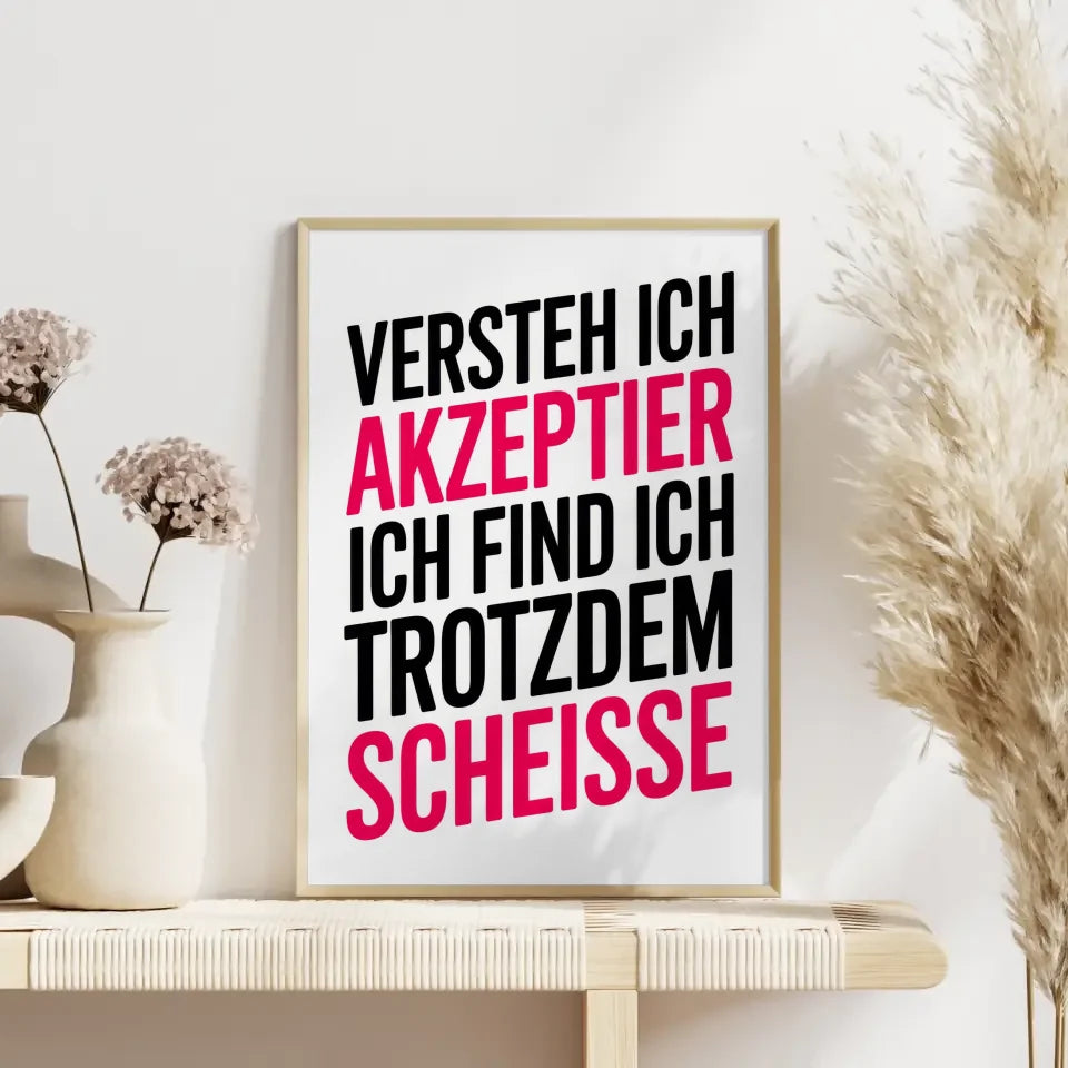 Poster mit Spruch in Schwarz und Rosa auf Weiß 4