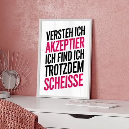 Poster mit Spruch in Schwarz und Rosa auf Weiß 5