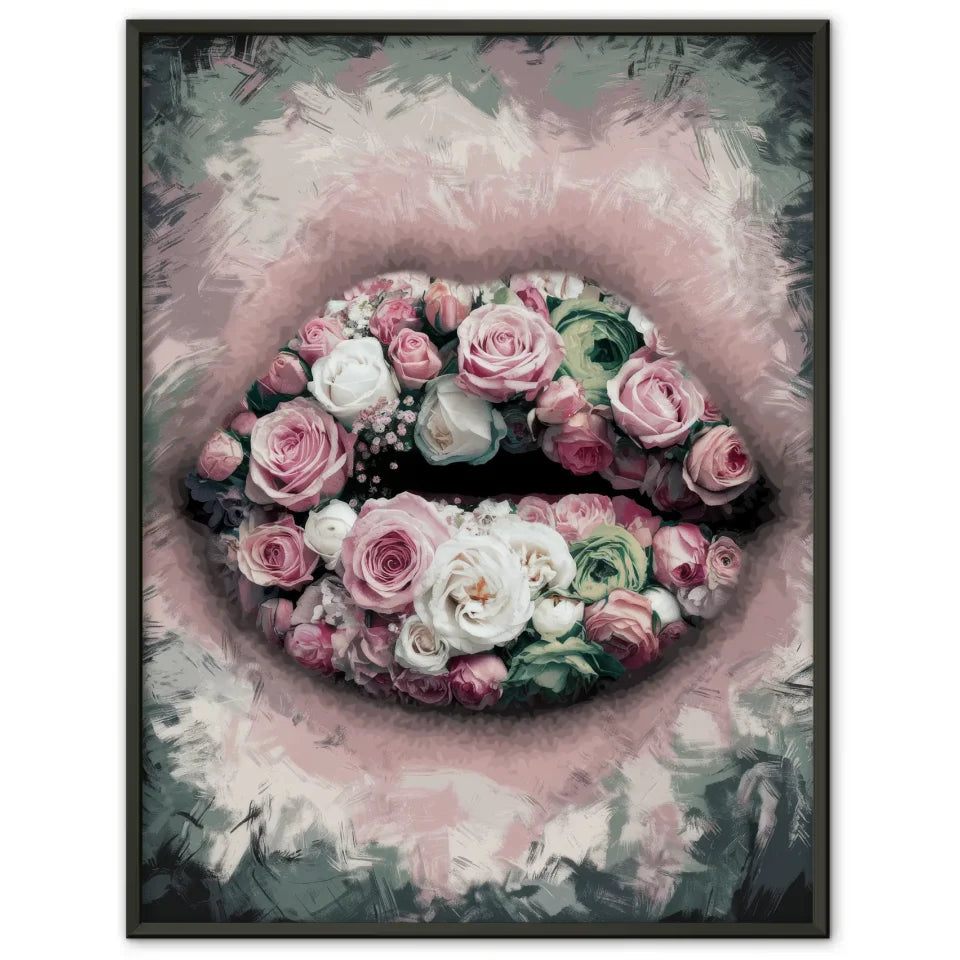 Blumen Lippen Poster mit surrealistischem Design 1