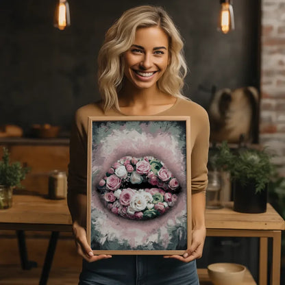 Blumen Lippen Poster mit surrealistischem Design 2