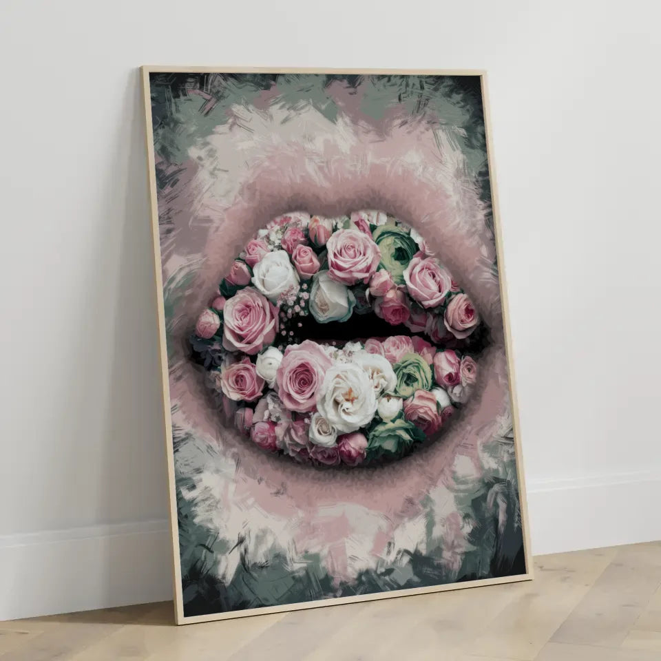 Blumen Lippen Poster mit surrealistischem Design 3