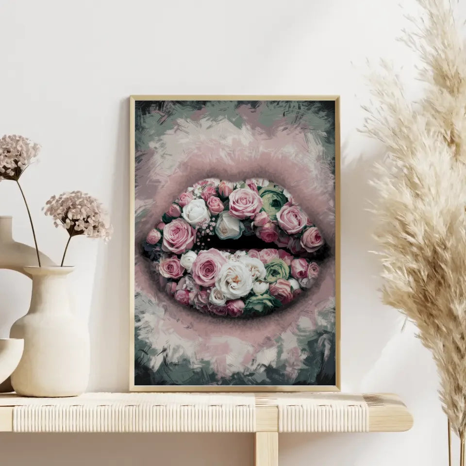 Blumen Lippen Poster mit surrealistischem Design 4