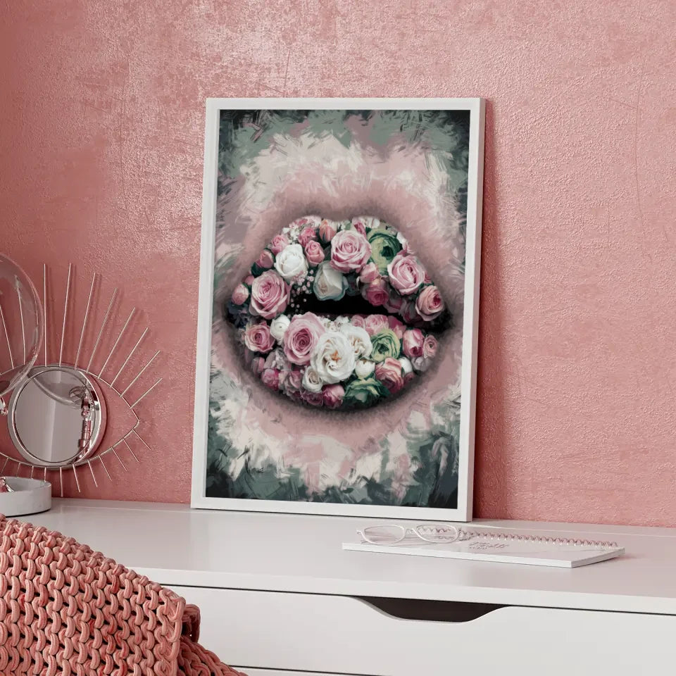 Blumen Lippen Poster mit surrealistischem Design 5