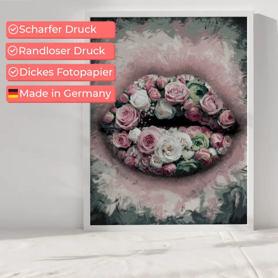 Blumen Lippen Poster mit surrealistischem Design 6