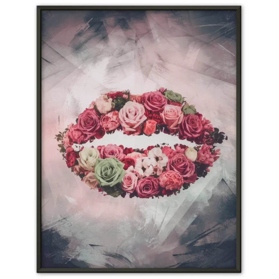 Kreatives Poster mit surrealistischen Lippen aus Blumen 1
