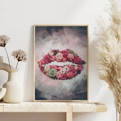 Kreatives Poster mit surrealistischen Lippen aus Blumen 4
