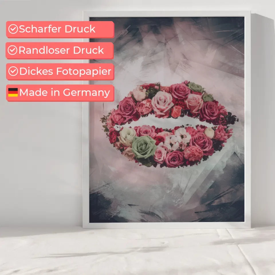 Kreatives Poster mit surrealistischen Lippen aus Blumen 6