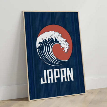 Poster mit stilisierter tiefblauer Welle im kreisförmigen Rahmen 3