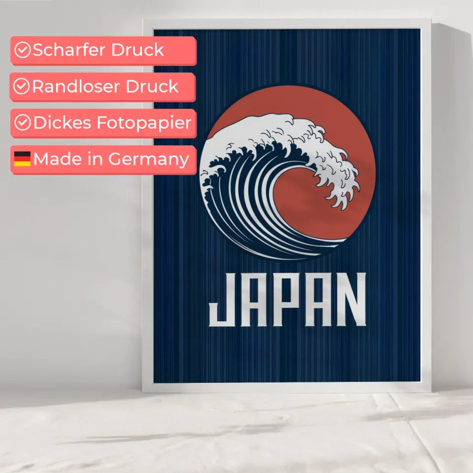 Poster mit stilisierter tiefblauer Welle im kreisförmigen Rahmen 6