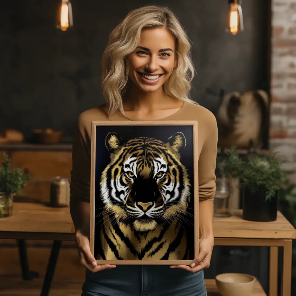 Schwarzer Gold Tiger Poster Kunst für dein Zuhause 2