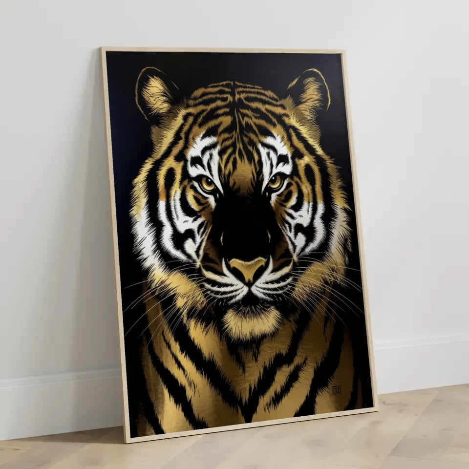 Schwarzer Gold Tiger Poster Kunst für dein Zuhause 3