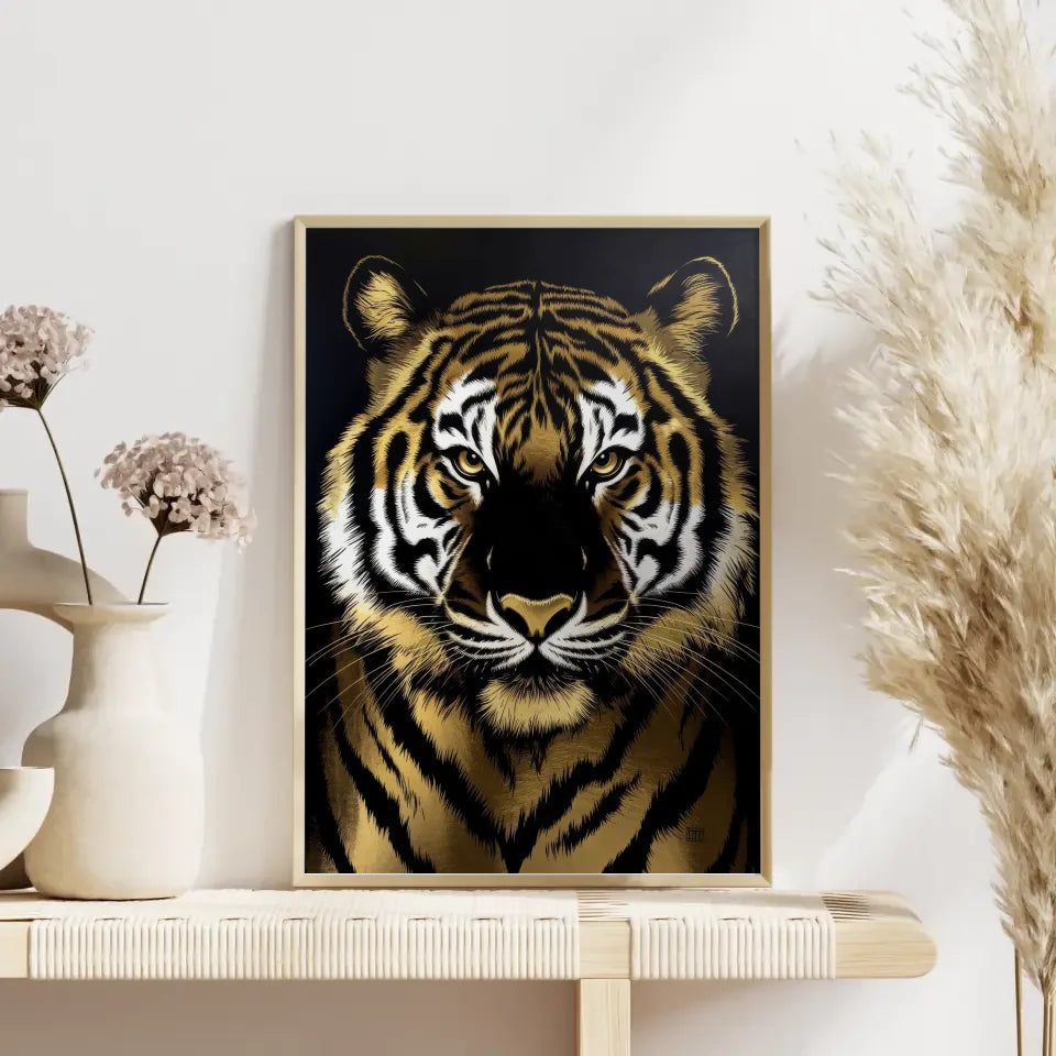 Schwarzer Gold Tiger Poster Kunst für dein Zuhause 4