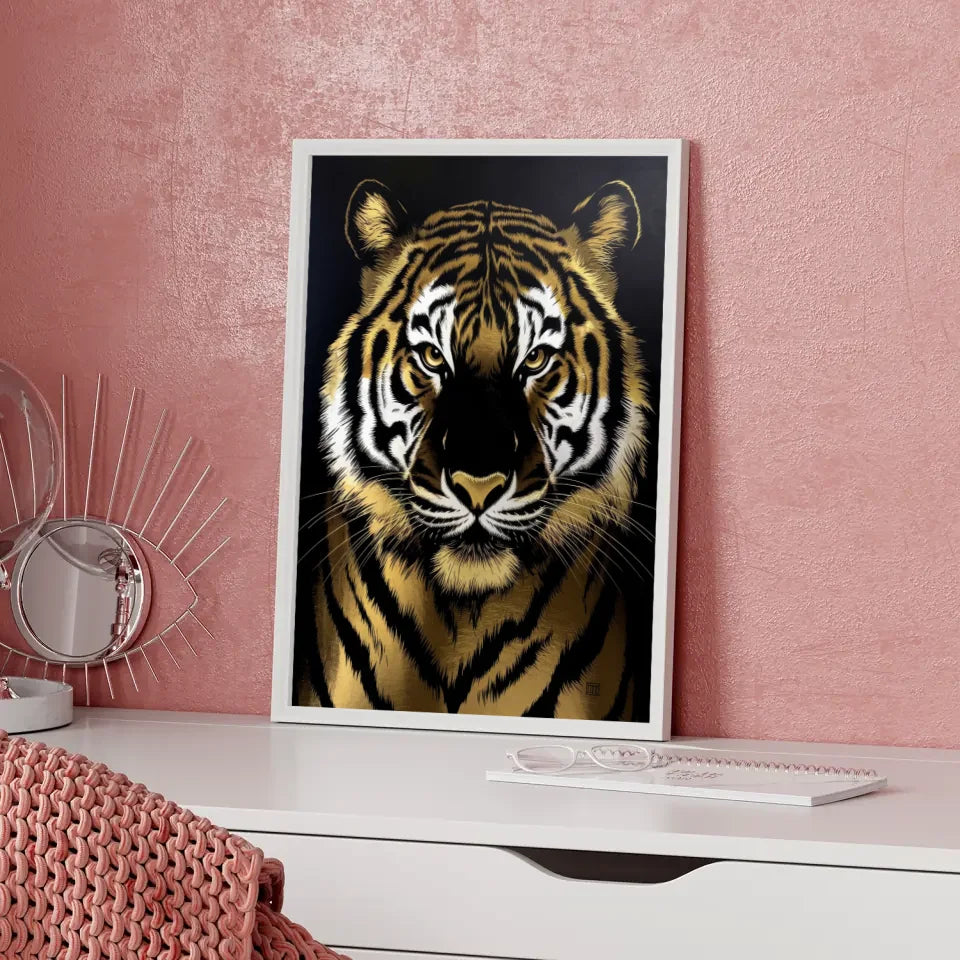 Schwarzer Gold Tiger Poster Kunst für dein Zuhause 5