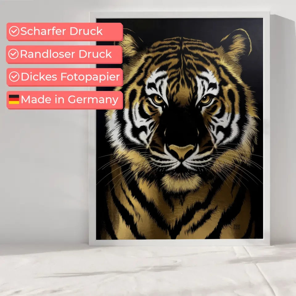 Schwarzer Gold Tiger Poster Kunst für dein Zuhause 6