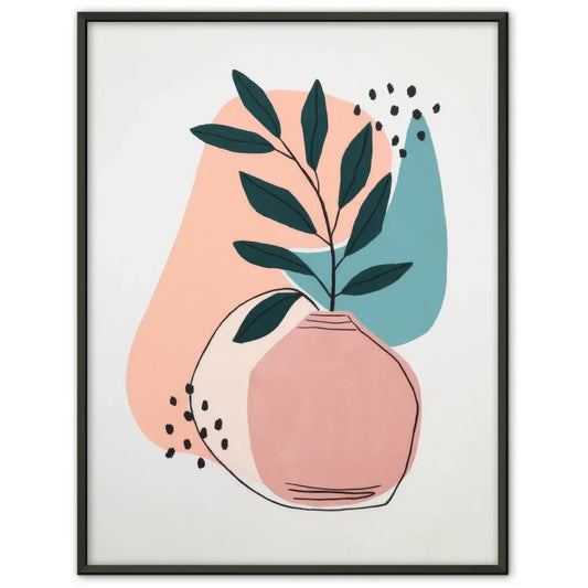 Minimalistisches Poster mit Pflanze in rosa Vase für dein Zuhause 1
