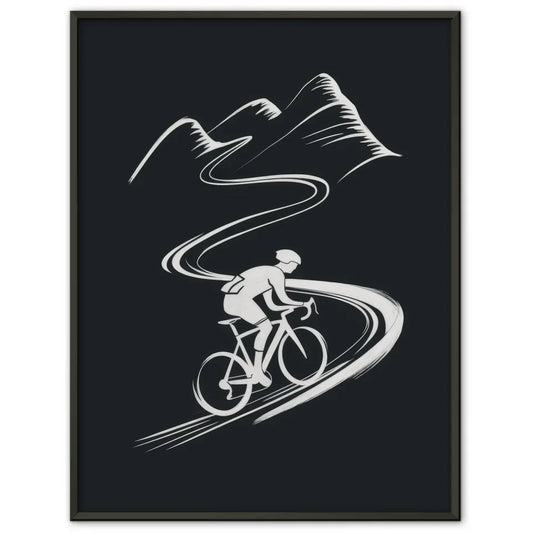 Abstraktes Poster Radfahrer auf Bergpfaden minimalistisch 1