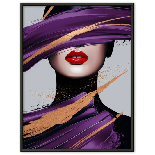 Avantgardistisches Poster mit leuchtend roten Lippen und Luxus akzenten 1