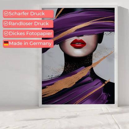 Avantgardistisches Poster mit leuchtend roten Lippen und Luxus akzenten 6