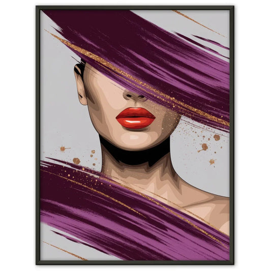 Avantgardistische Frau mit roten Lippen Poster in leuchtenden Farben 1