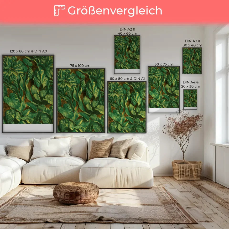 Smaragdgrüne Blätter Poster für naturverbundene Räume