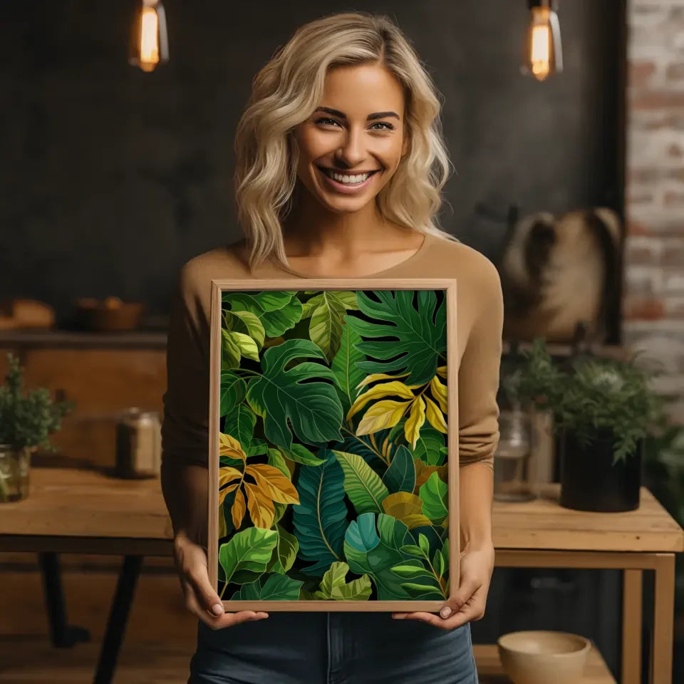 Tropischer Poster mit smaragdgrünen Blättern 2