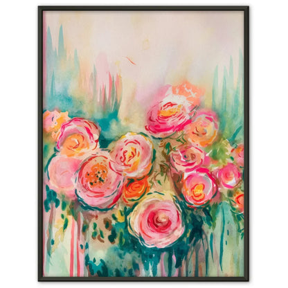 Abstraktes Poster Aquarell Rosen in warmen Farben 1