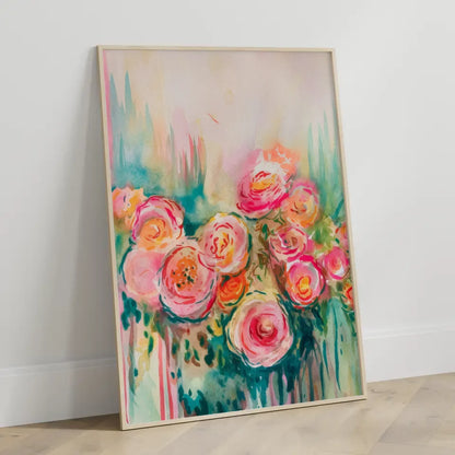 Abstraktes Poster Aquarell Rosen in warmen Farben 3