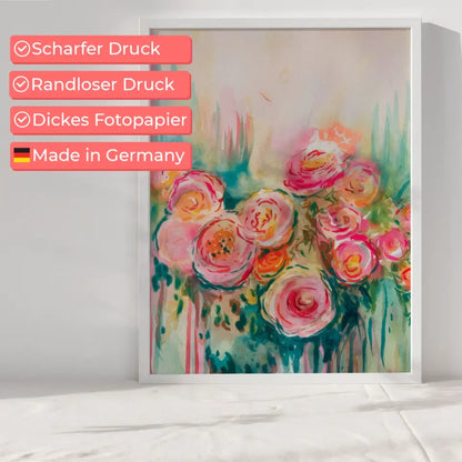 Abstraktes Poster Aquarell Rosen in warmen Farben 6