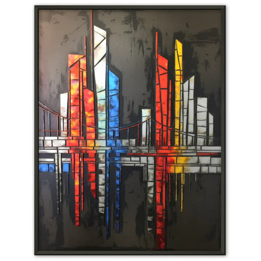 Moderner abstrakter Stadtlandschaft Poster in lebendigen Farben 1