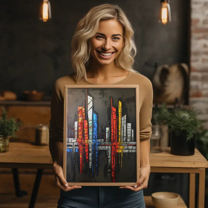 Moderner abstrakter Stadtlandschaft Poster in lebendigen Farben 2