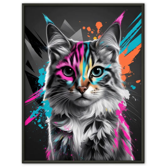 Farbenfrohes Katzenmotiv Poster mit abstraktem Design für Kunstliebhaber 1