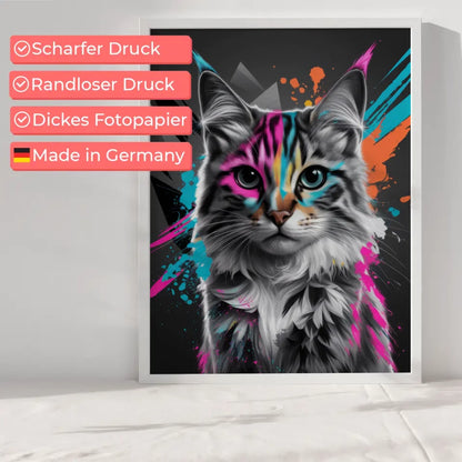 Farbenfrohes Katzenmotiv Poster mit abstraktem Design für Kunstliebhaber 6