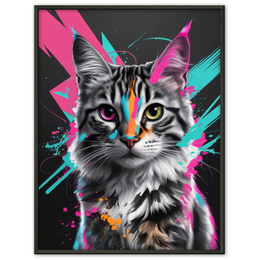 Katzen Poster mit lebendigen Farben und abstraktem Design 1