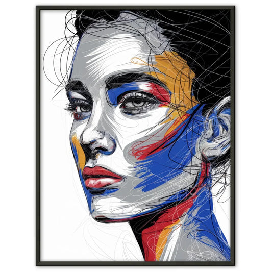 Faszinierendes Poster einer Frau im Scribble Stil 1