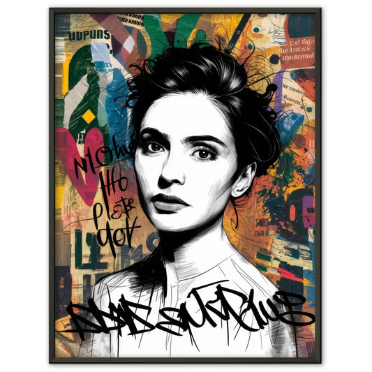 Kunstvolles Poster mit Frauengesicht in Schwarz-Weiß 1