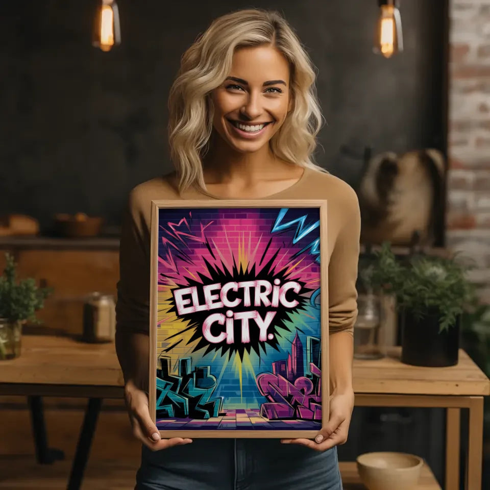 Neon Graffiti Kunst Poster Electric City für deine Wände 2