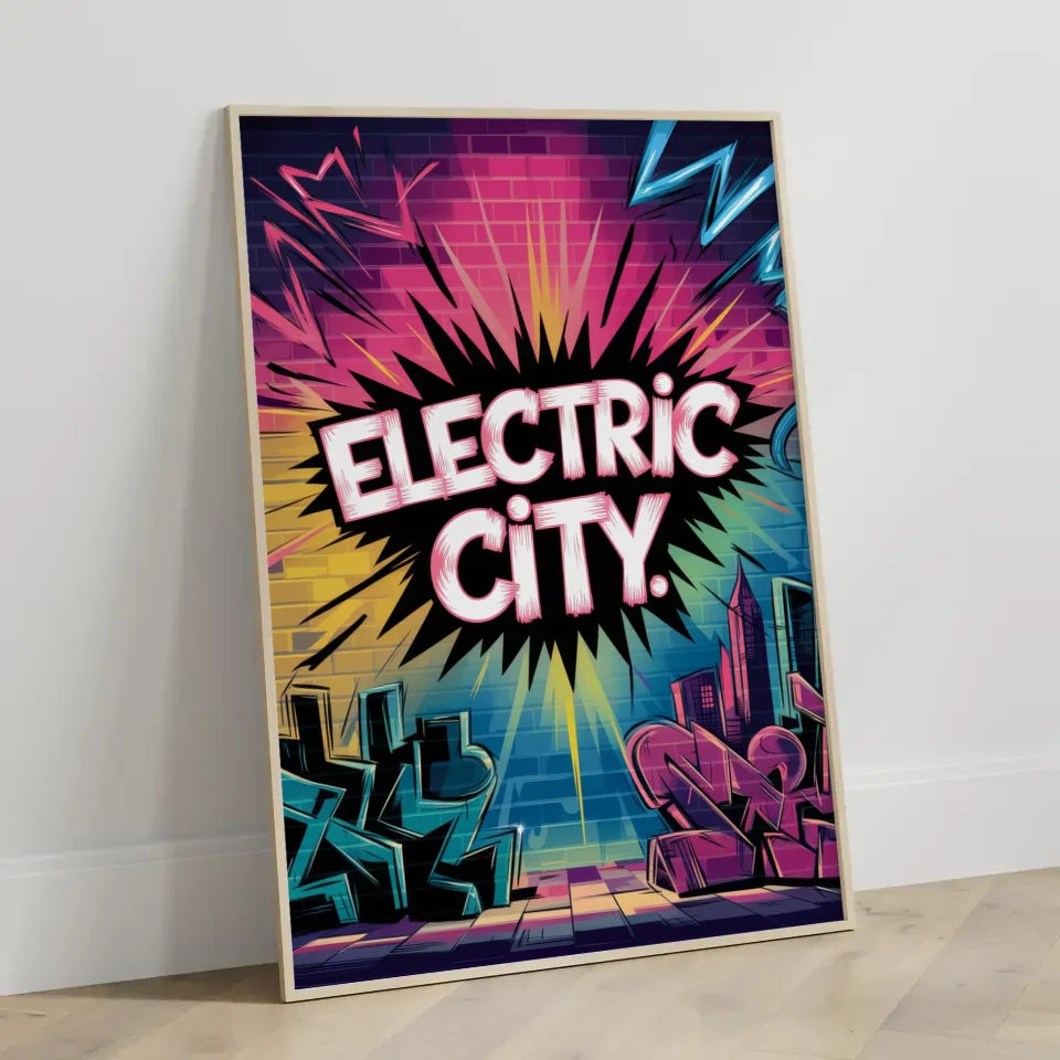 Neon Graffiti Kunst Poster Electric City für deine Wände 3