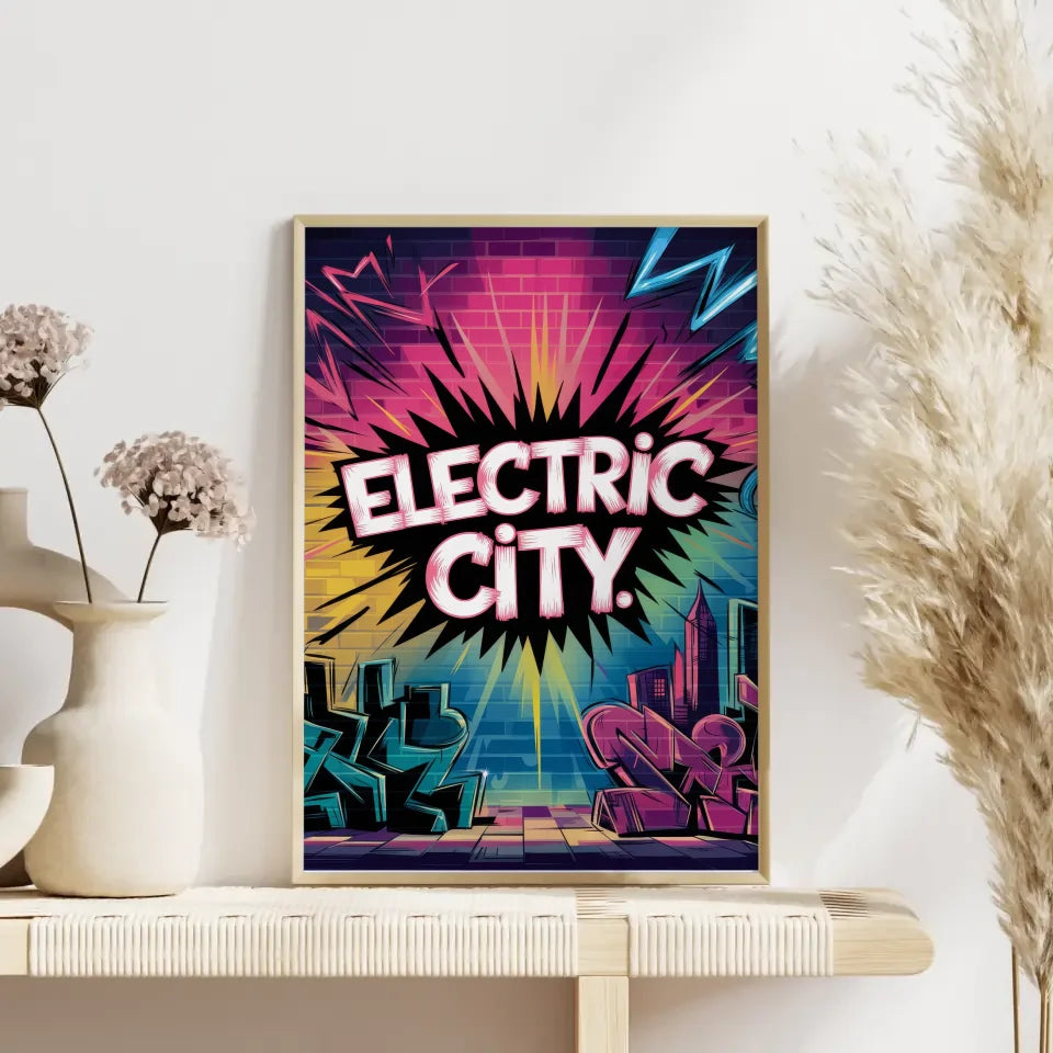 Neon Graffiti Kunst Poster Electric City für deine Wände 4