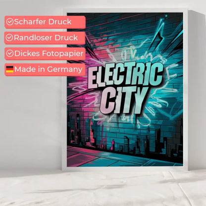 Poster Electric City - Neonfarbene Graffiti Kunst