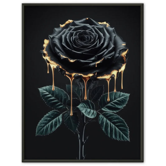 Elegante schwarze Rose Poster mit goldenem Schimmer für das Zuhause 1